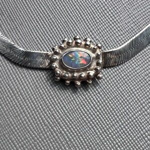 Opulent Sterling Silver Necklace with Genuine Opal View all photos